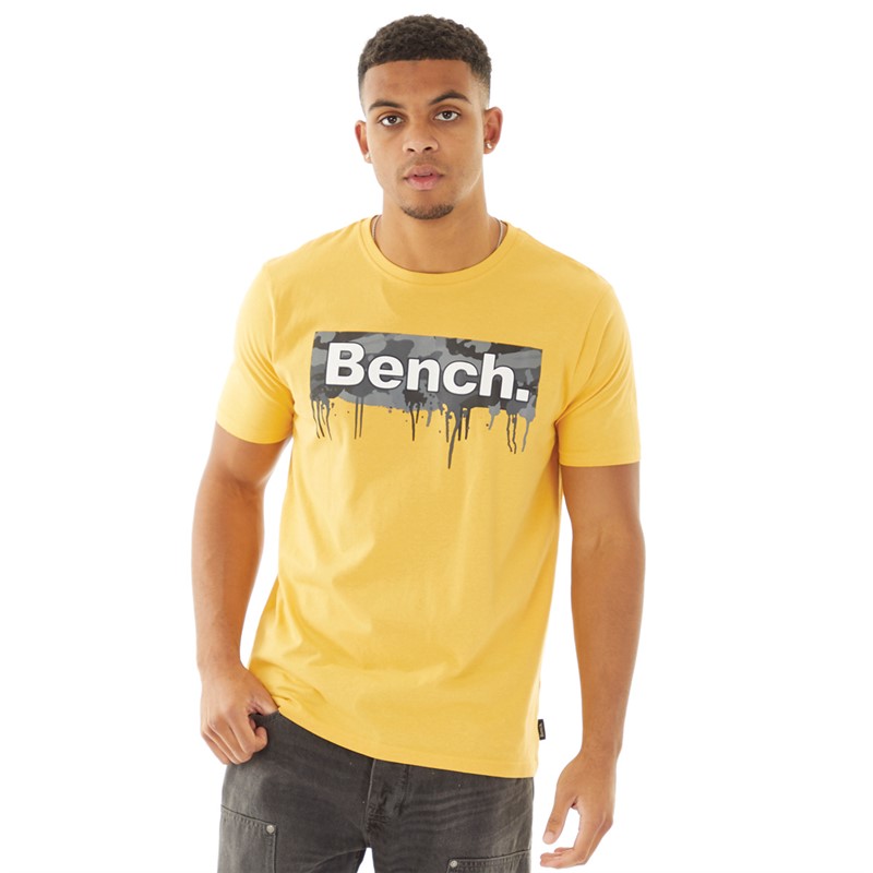 Bench Mens Camo Drip T-Shirt Yellow