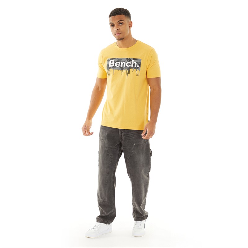 Bench Mens Camo Drip T-Shirt Yellow