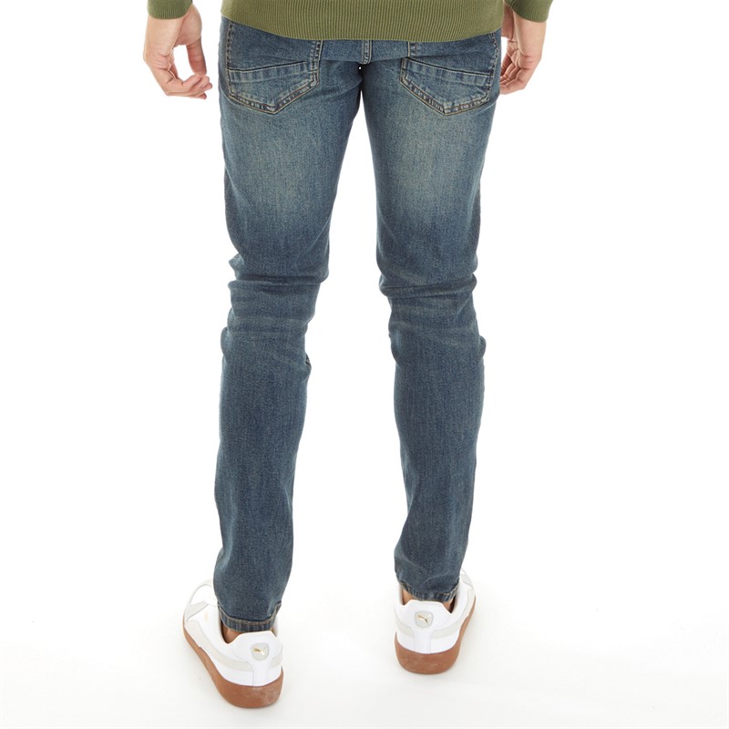 Bench Mens Slim Fit Jeans Faded Blue