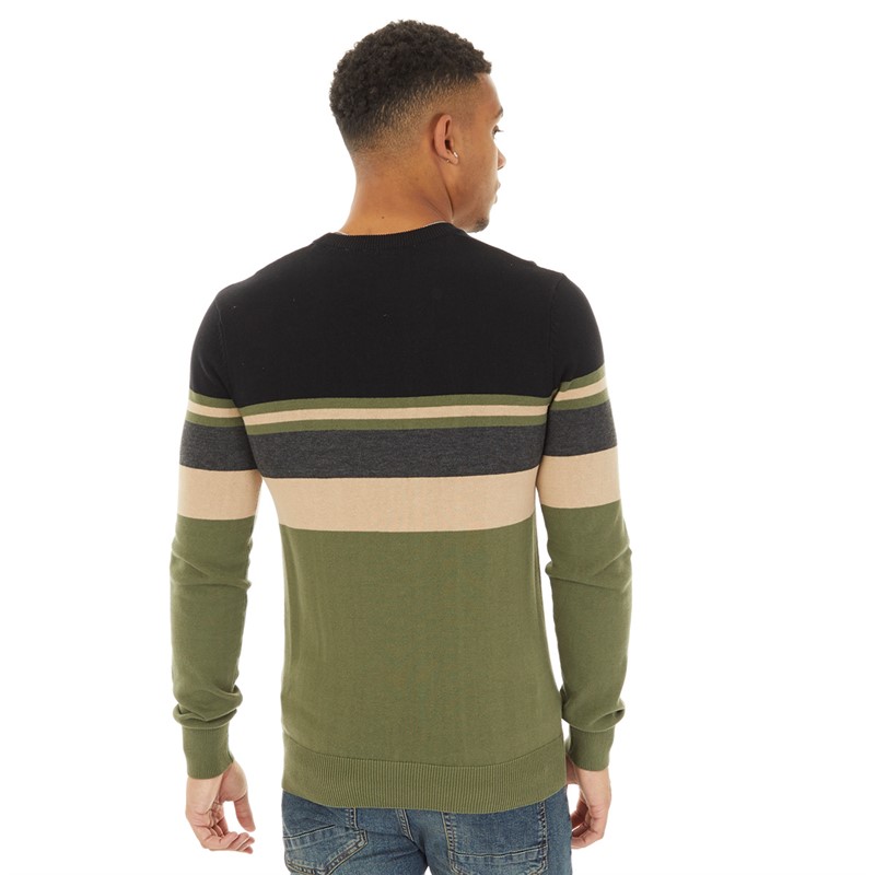 Bench Mens Rubenz Crew Neck Jumper Khaki