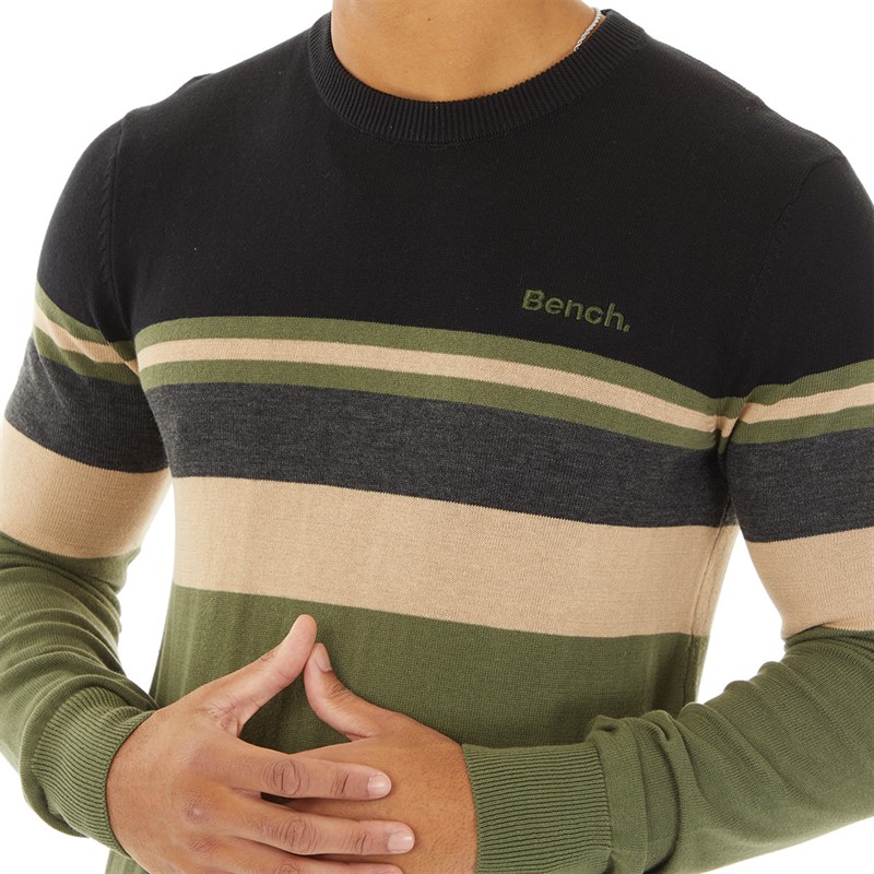 Bench Mens Rubenz Crew Neck Jumper Khaki