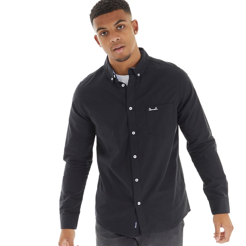 Bench Mens Long Sleeve Oxford Shirt A Black