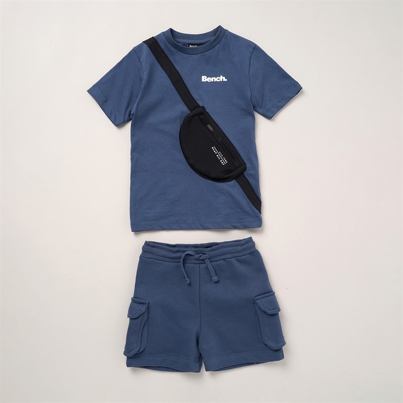 Bench Boys T-Shirt Shorts And Applique Bag Co-Ord Set Blue