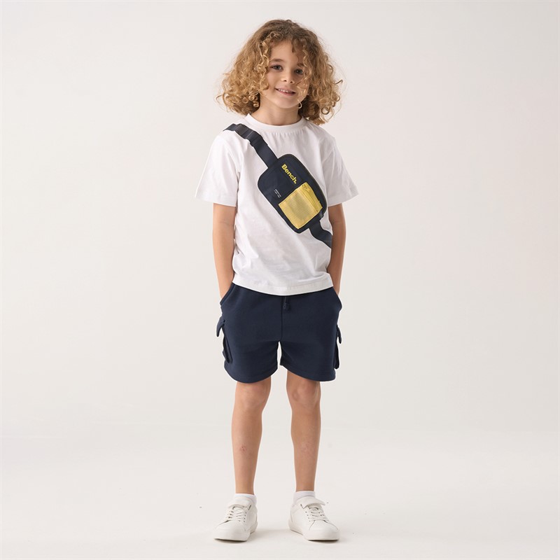 Bench Boys T-Shirt Shorts And Applique Bag Co-Ord Set Navy