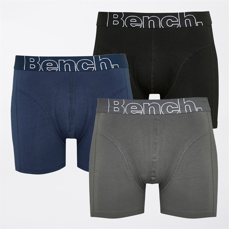 Bench Mens Sangelo Three Pack Bamboo Boxers Black/Navy/Steel Grey - Size 3XL