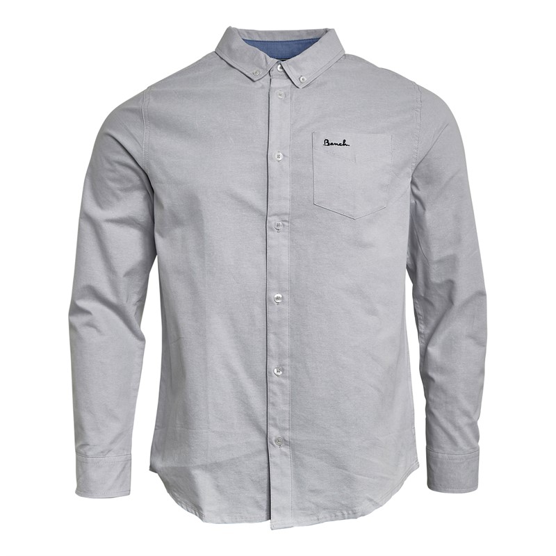 Bench Mens Oxford Long Sleeve Shirt Frost Grey