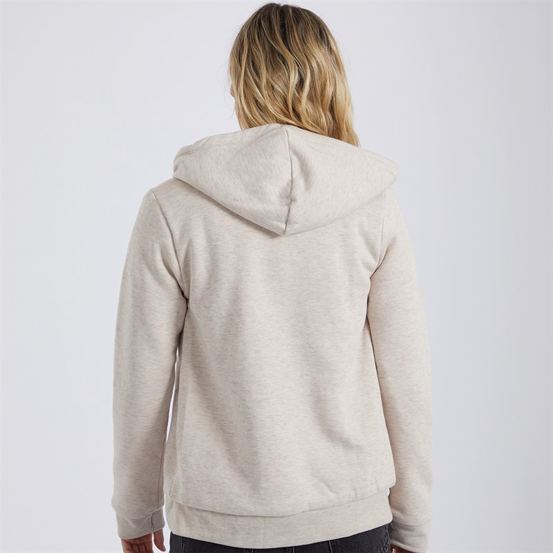 Bench Womens Mintz Teddy Lined Zip Thru Hoodie Stone Marl