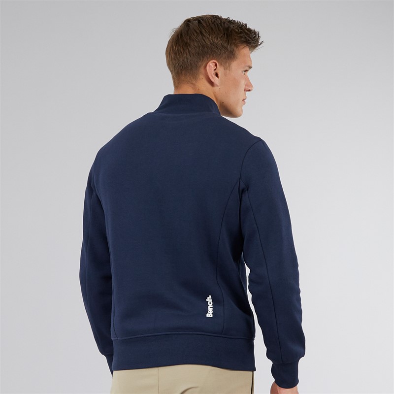 Bench Mens Plinth Spots 1/4 Zip Funnel Neck Sweatshirt Navy