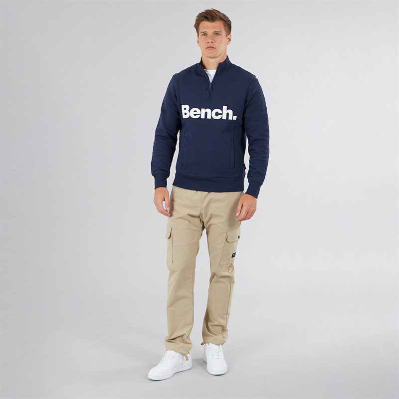 Bench Mens Plinth Spots 1/4 Zip Funnel Neck Sweatshirt Navy