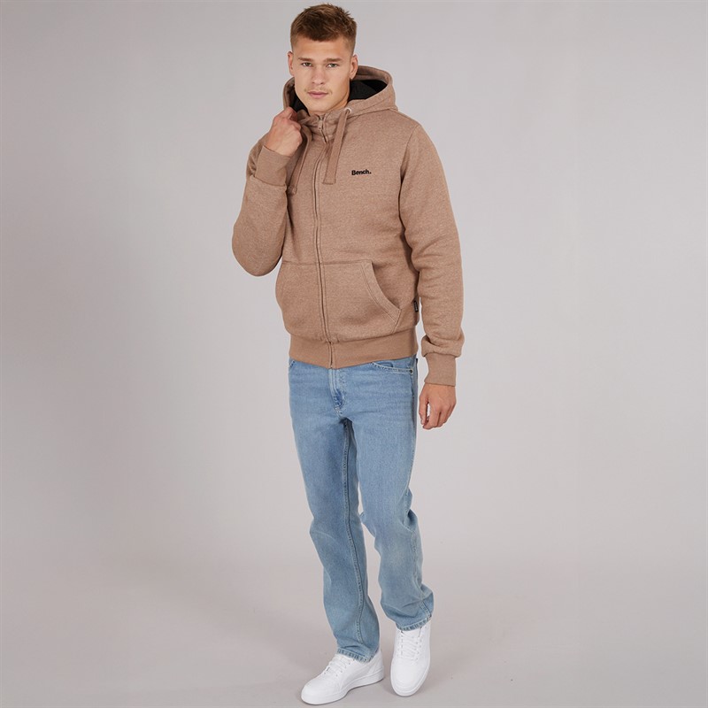 Bench Sweat à Capuche Doublé Borg Baraz Homme Taupe Chiné