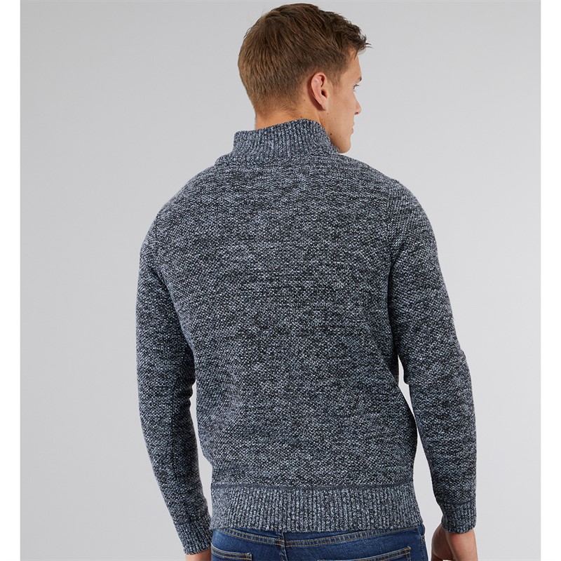 Bench Mens Palacio 1/4 Zip Funnel Neck Jumper Dark Grey Marl