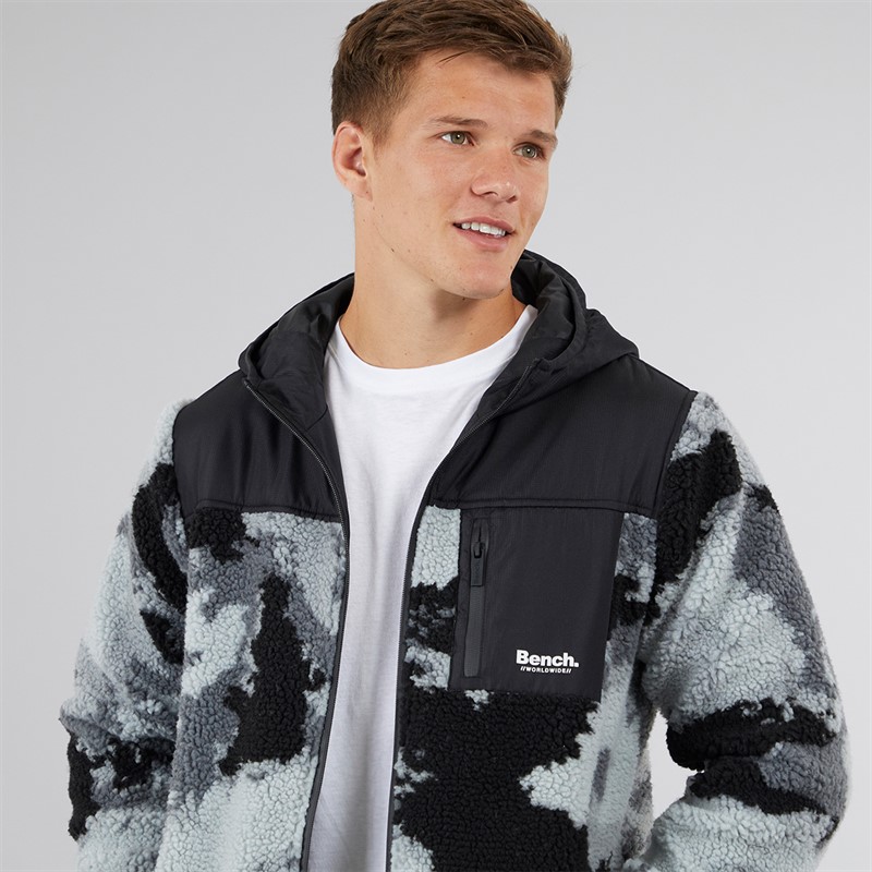 Bench Mens Sableo Fleece Hoodie Black Camo
