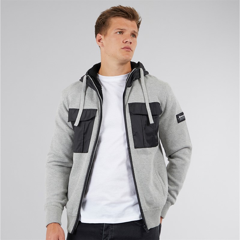 Bench Herren Minski Strick Hoodie Grau Meliert