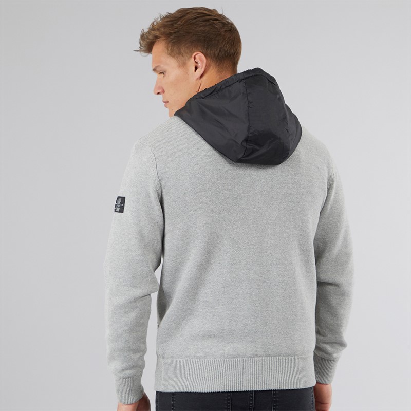 Bench Herren Minski Strick Hoodie Grau Meliert