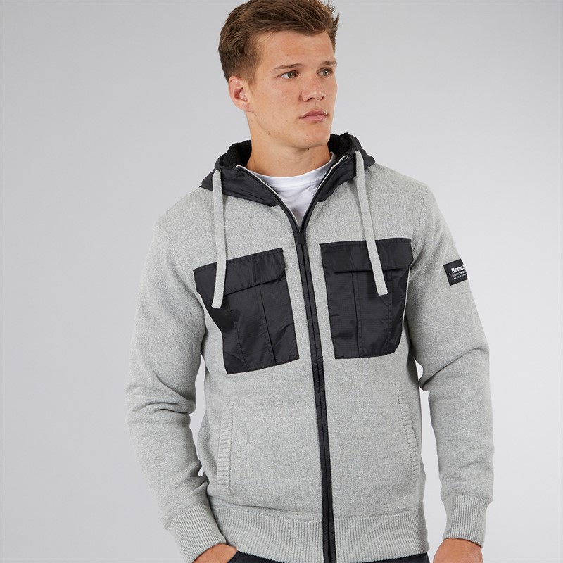Bench Herren Minski Strick Hoodie Grau Meliert