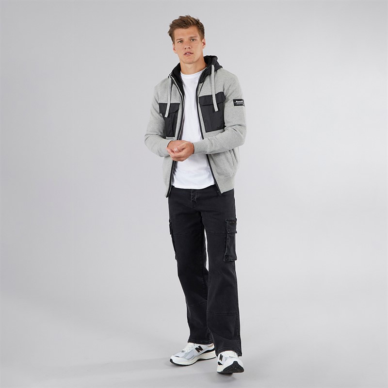 Bench Herren Minski Strick Hoodie Grau Meliert