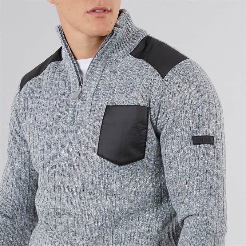 Bench Herre Verto 1 / 4 Zip Funnel Neck Jumper Lys Grå Melering