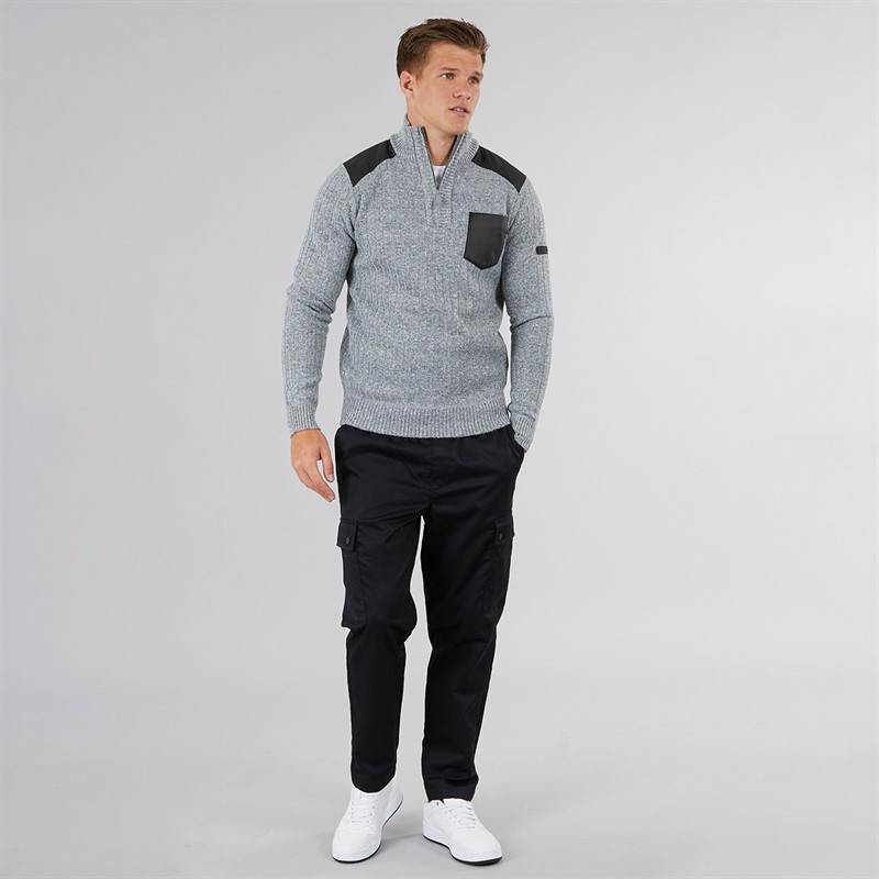 Bench Herre Verto 1 / 4 Zip Funnel Neck Jumper Lys Grå Melering