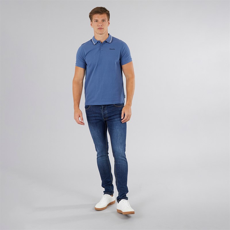 Bench Mens Gruff Polo Shirt Mid Blue