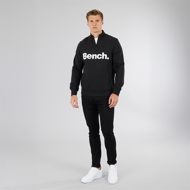 Bench Mens Plinth Spots 1/4 Zip Funnel Neck Sweatshirt Black