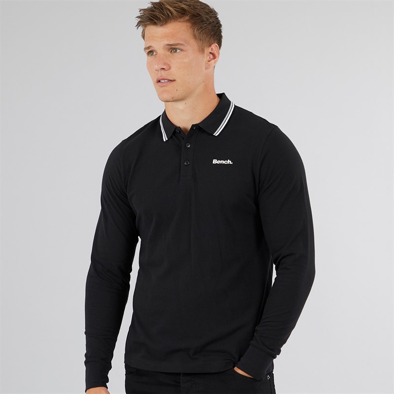 Bench Mens Telles Polo Shirt Black pique - Size S
