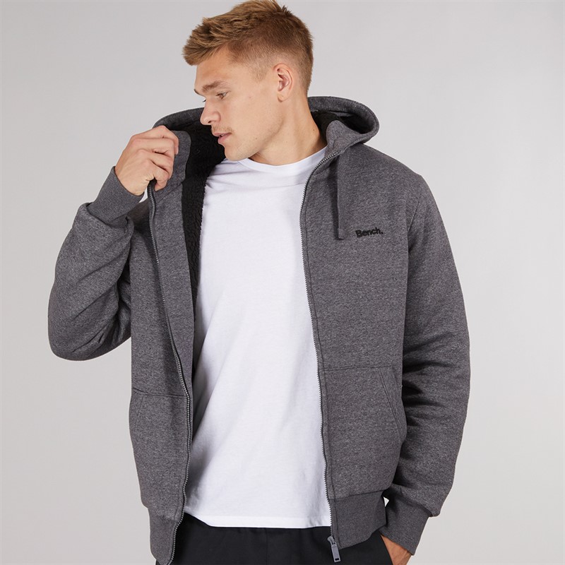 Bench Herren Baraz Borg Gefütterter Hoodie Dunkelgrau Meliert