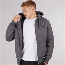 Bench Mens Baraz Borg Lined Hoodie Dark Grey Marl