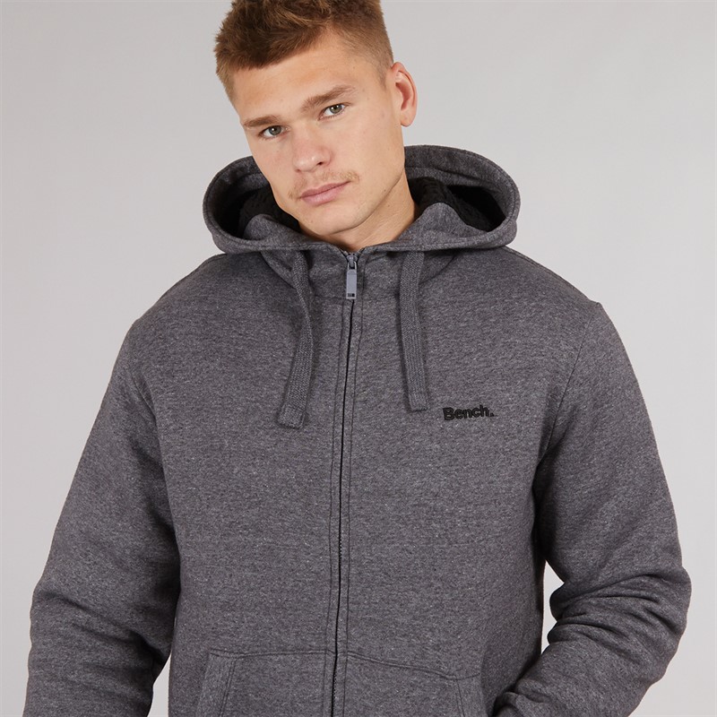 Bench Herren Baraz Borg Gefütterter Hoodie Dunkelgrau Meliert