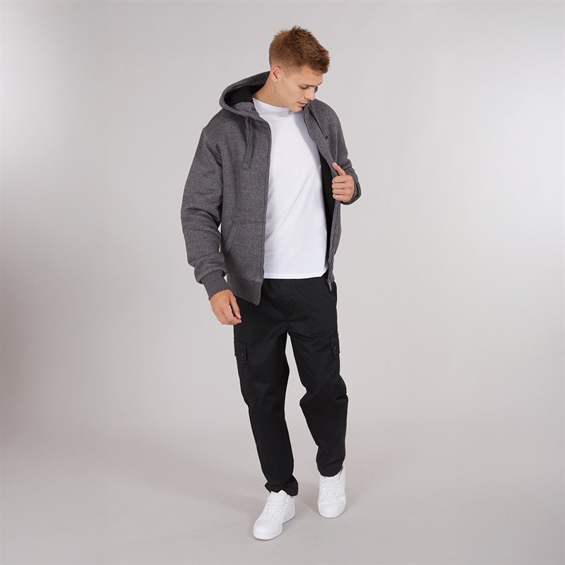 Bench Herren Baraz Borg Gefütterter Hoodie Dunkelgrau Meliert
