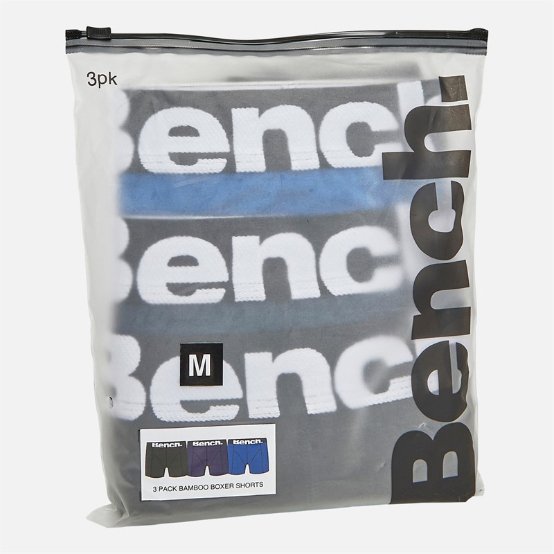 Bench Mens Orando Three Pack Bamboo Boxer Shorts Black/Navy/Royal