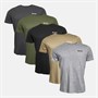 Bench Mens Nosti Five Pack T-Shirts Black/Khaki/Grey Marl/Dark Sone/Charcoal Marl