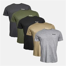 Bench Mens Nosti Five Pack T-Shirts Black/Khaki/Grey Marl/Dark Sone/Charcoal Marl