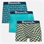 Bench Mens Jacinto Three Pack Boxers Navy AOP/Light Turqouise/Navy AOP