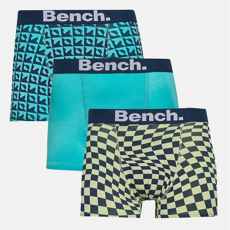 Bench Mens Jacinto Three Pack Boxers Navy AOP/Light Turqouise/Navy AOP - Size M