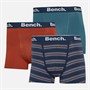 Bench Herren Dairmont 3er-Pack Boxershorts Garngefärbt Gestreift / Dunkelrost / Verblichen Blaugrün
