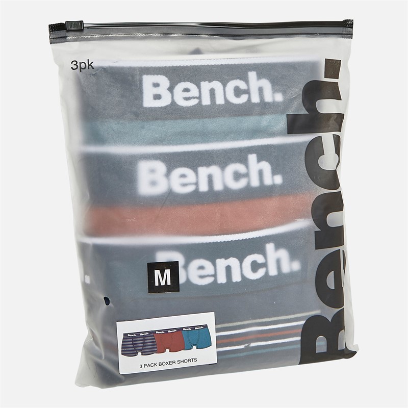 Bench Herren Dairmont 3er-Pack Boxershorts Garngefärbt Gestreift / Dunkelrost / Verblichen Blaugrün