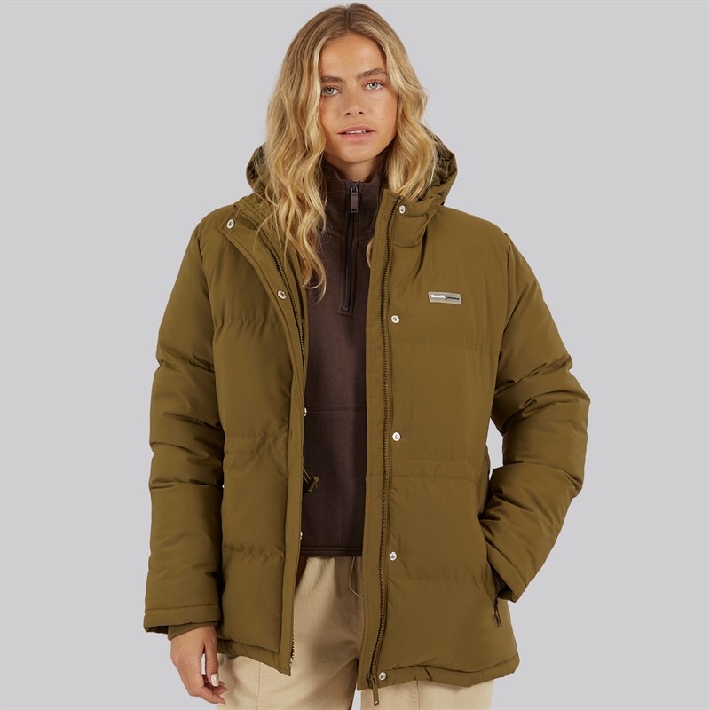 Bench Womens Fina Mid Length Puffer Jacket Dark Olive