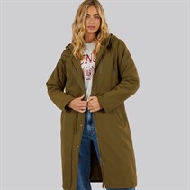 Bench Womens Sari Longline Parka Dark Olive
