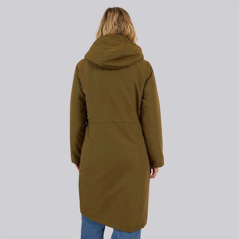 Bench Womens Sari Longline Parka Dark Olive