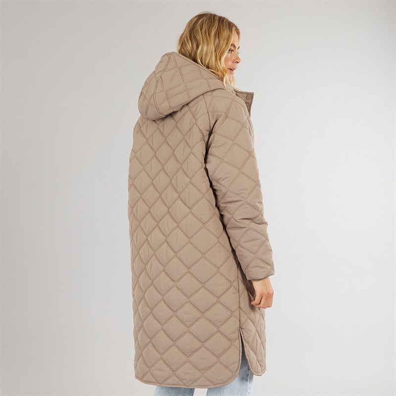 Bench Womens Gemma Oversized Hooded Coat Dark Taupe