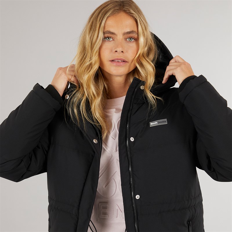 Bench Womens Fina Mid Length Puffer Jacket Black