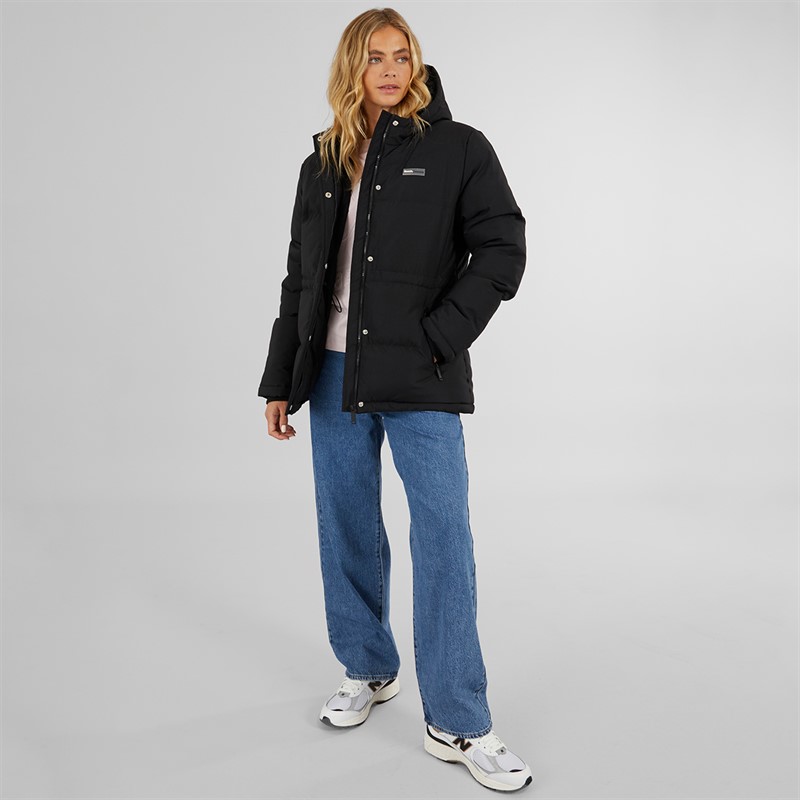 Bench Womens Fina Mid Length Puffer Jacket Black