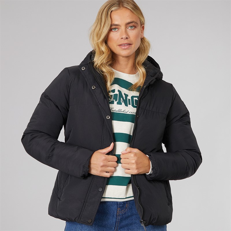Bench Womens Willah Short Puffer Jacket Black - Size 8