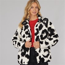 Bench Womens Gorla Borg Fleece Winter White/Black Leopard
