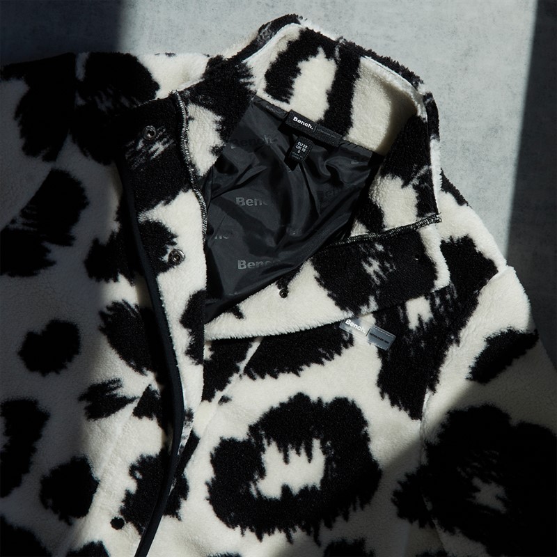 Bench Damen Gorla Borg Fleece Winter Weiss / Schwarz Leopard