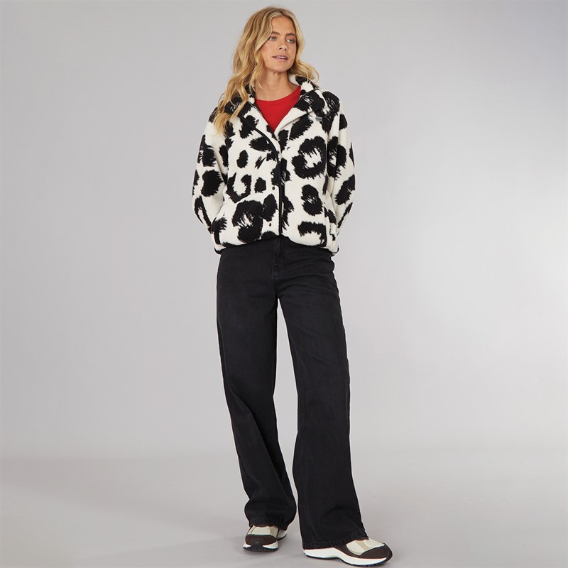Bench Damen Gorla Borg Fleece Winter Weiss / Schwarz Leopard