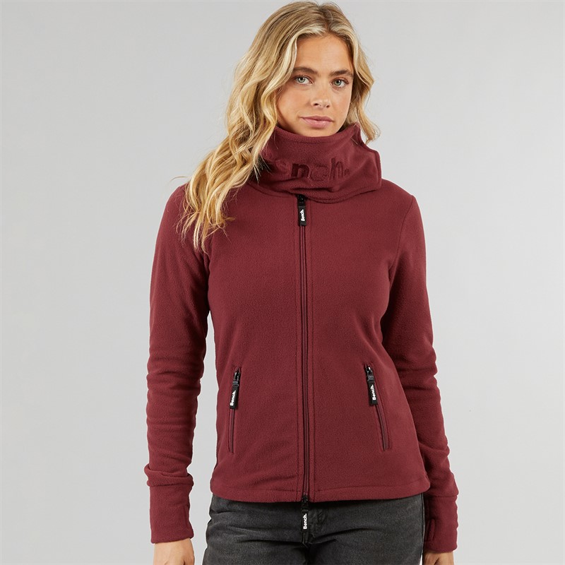 Bench Womens Funnel Microfleece Track Top Cordovan - Size 16