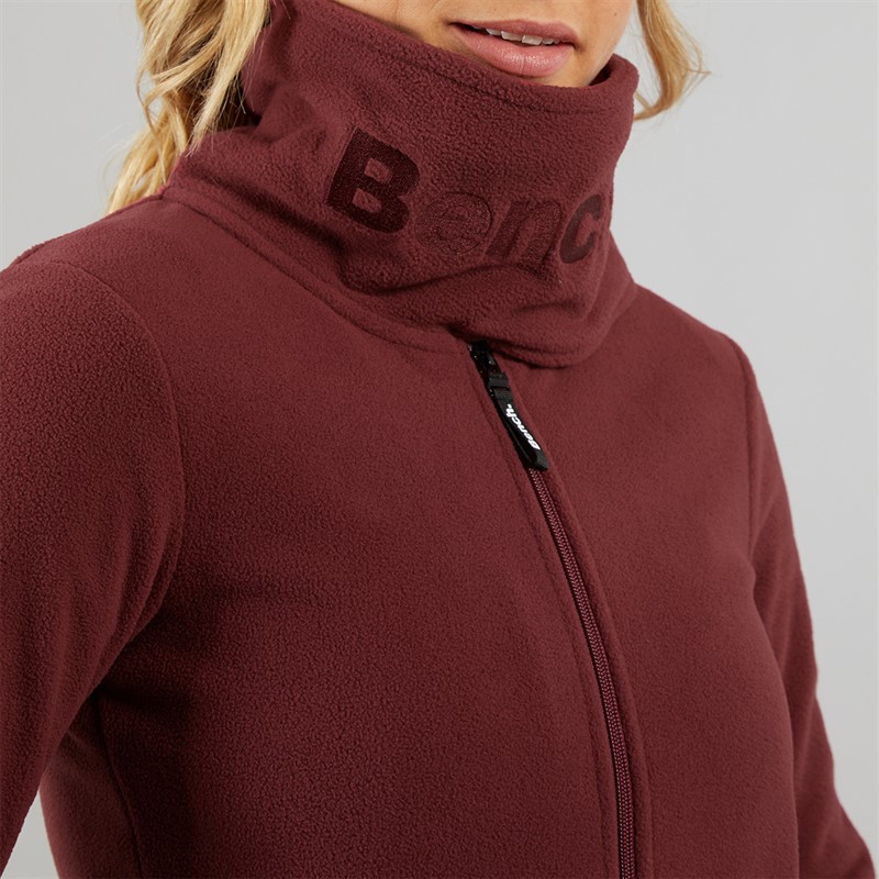 Bench Womens Funnel Microfleece Track Top Cordovan