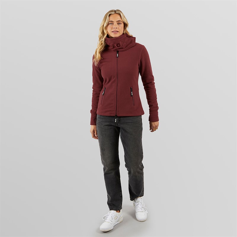Bench Womens Funnel Microfleece Track Top Cordovan