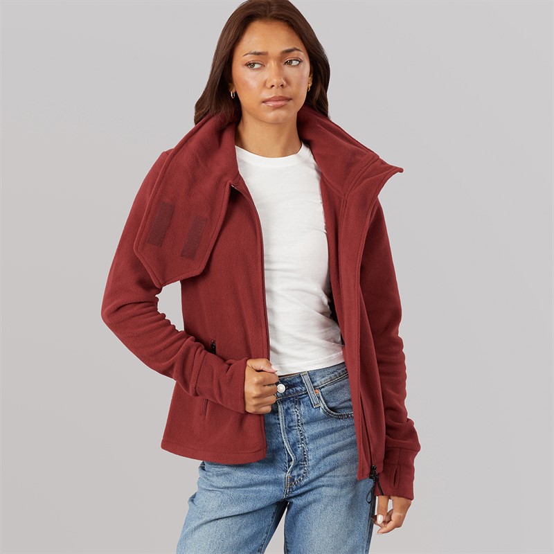 Bench Womens Funnel Microfleece Track Top Cordovan